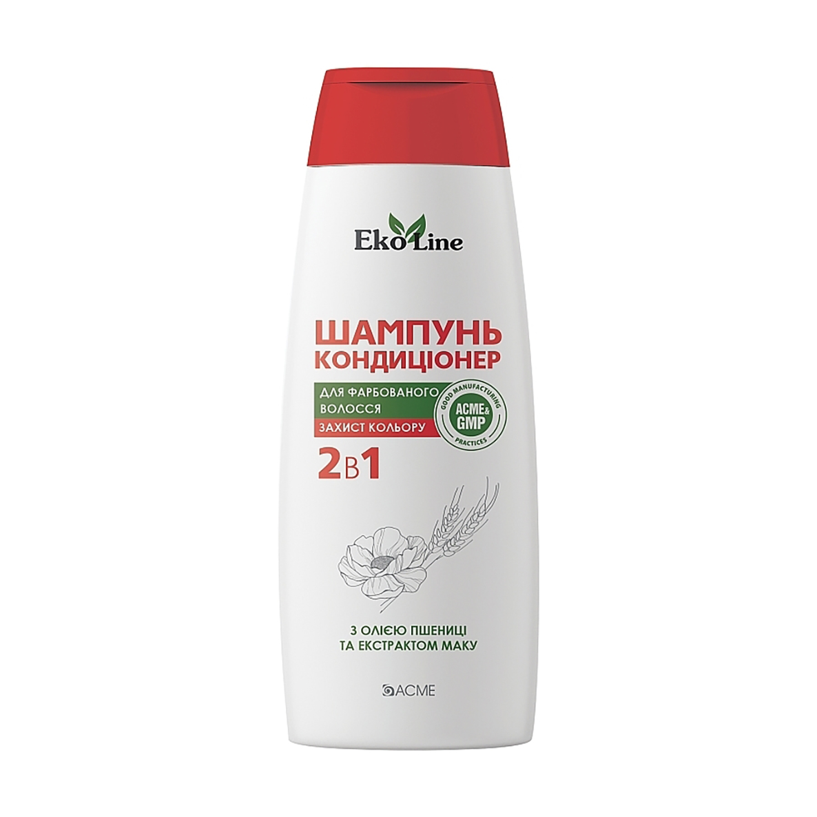 Шампунь-кондиціонер Acme Color EkoLine Збереження кольору, для фарбованого волосся, з олією пшениці та екстрактом маку, 400 мл